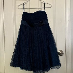 Blue lace homecoming dress